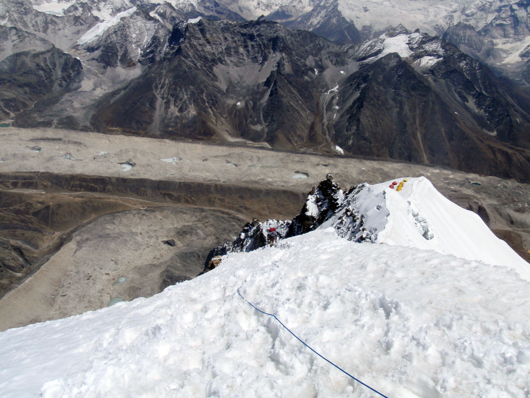 High camp on Lobuche as seen from its summit